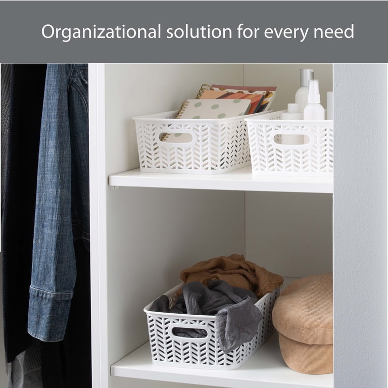 Simplify 3 Pack Small Herringbone Plastic Storage Basket with