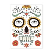 Temporary Face Makeup Stickers Day Of The Dead Sugar Flower Black Internet Red Rose Full Face Stickers Home Party Supplies