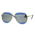 thumbnail image 2 of Cropped Color Mirror Lens Metal Rim Officer Pilots Sunglasses Blue Silver, 2 of 4