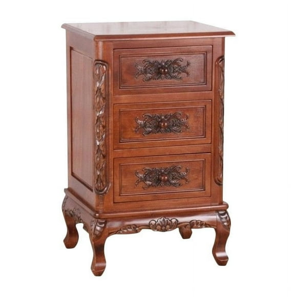 Pemberly Row 3 Drawers Traditional Wood End Table in Dual Walnut Stain