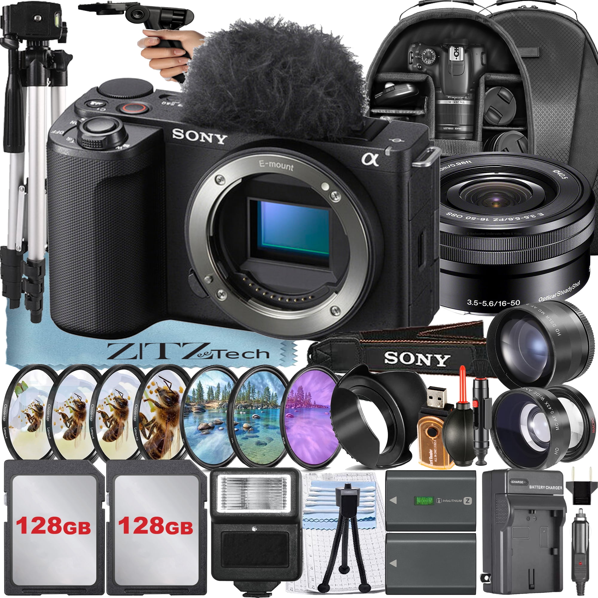 SONY ZV-E10M2スタートセット　SDカード128GB Sony ZV-E10 II Mirrorless Camera (Black) with 16-50mm Lens + 2