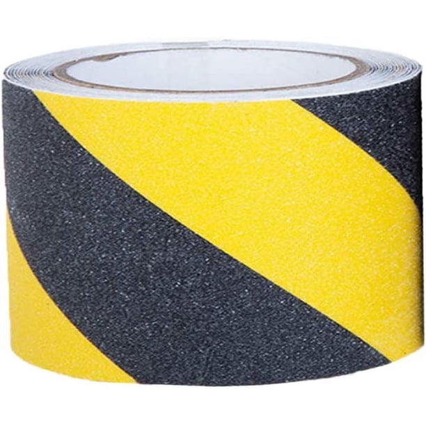 Cinta de tracción antideslizante: mejor agarre, fricción, adhesivo abrasivo para escaleras, seguridad, peldaños de escaleras, interior-10,2 cm x 4,6 m-exterior (10,2 cm, amarillo+negro)