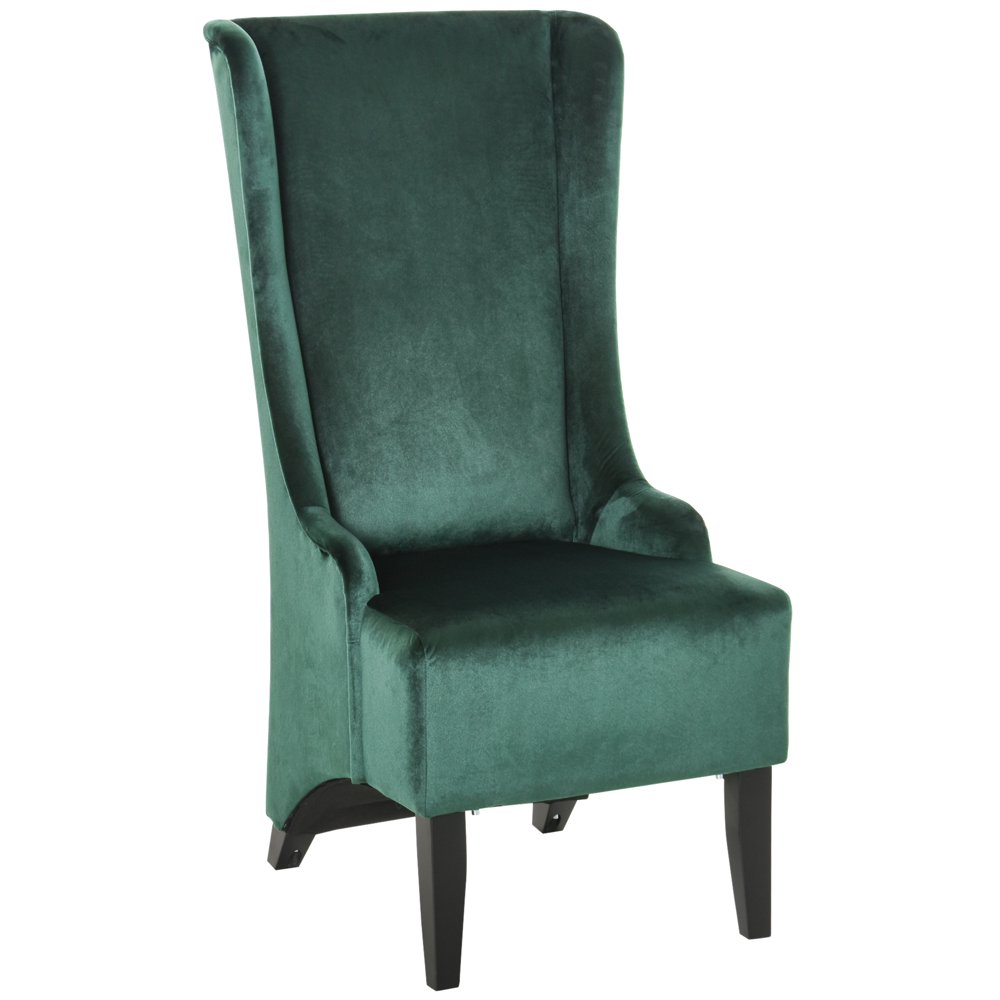Retro Armless Velvet Upholstered Dining Chair with Curved