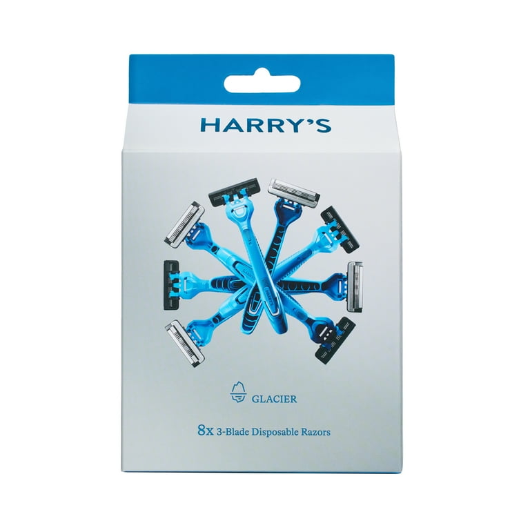 Harry  Harry's Men's 3-Blade Disposable Razors, Glacier Blue, Lubricating