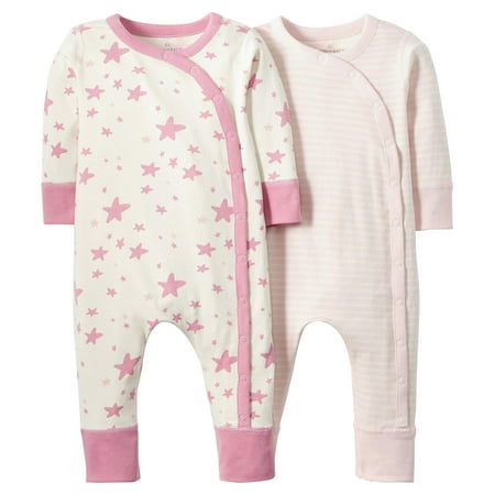 

Moon and Back by Hanna Andersson Toddler Girl s Organic 2-Pack Long Sleeve Romper Pants Medium Pink 18-24 months