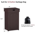 thumbnail image 3 of Trash Can Cabinet, 13 Gallon Kitchen Garbage Can, Wood Recycling Trash Bin, Freestanding Dog Proof Trash Can, Farmhouse Trash Cabinet with Lid for Home Kitchen Bathroom, Coffee, 3 of 9