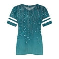 thumbnail image 4 of Bovemsi Plus Size V Neck T Shirts Women Short Sleeve Tops Casual Summer Tshirts Loose Fit Tee, Blue Women's Summer Short Sleeve T-Shirts, L, 4 of 4