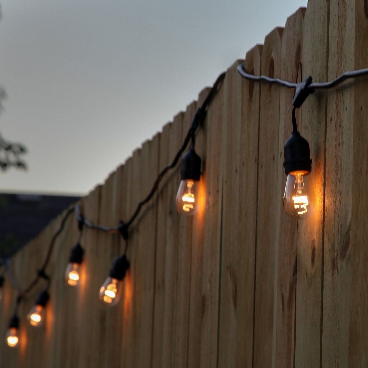 Brightech Ambience Pro Outdoor Incandescent String Lights 48ft, Waterproof Shatterproof Dimmable 11W Edison Bulbs for Patio, Porch, Backyard
