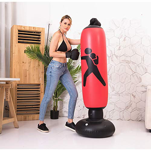 Boxing Bag Toy Boxing Stand Heavy Bag Stand Strength Enhancer Boxing Toy for Kids Youth Teenager Junior & Adults Boom Boom Boxing BOOMGROO Inflatable Punching Body Bag with Stand