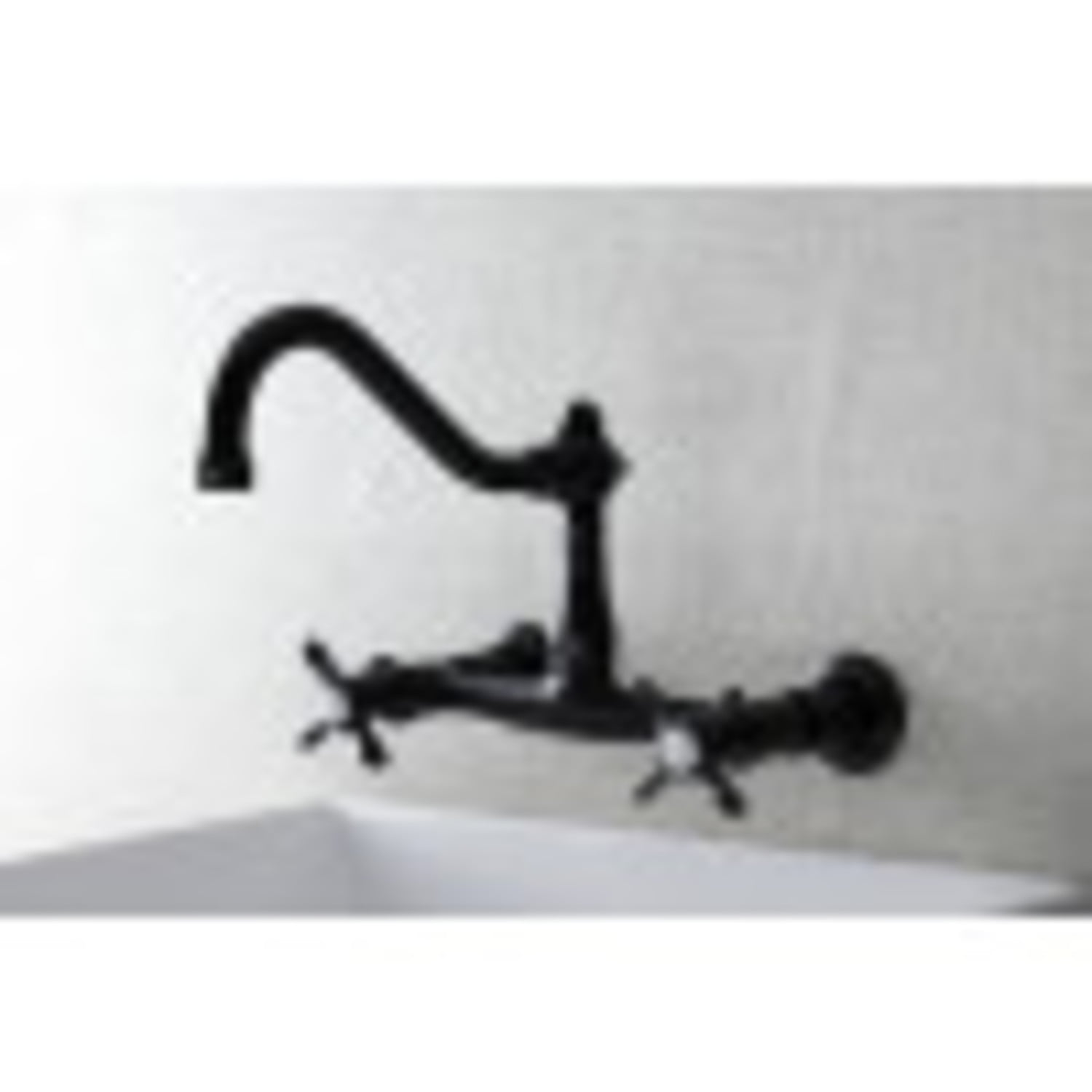 Kingston Brass KS3240BEX Essex Wall Mount Bathroom Faucet, Matte Black