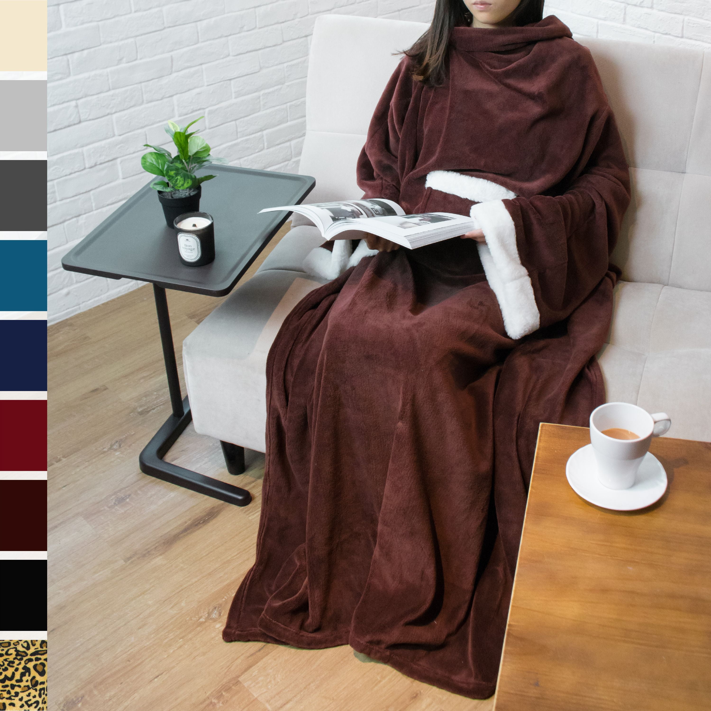 Deluxe Fleece Blanket with Sleeves for Adult, Men, and Women Elegant