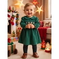 thumbnail image 3 of Cjfdfy Toddler Baby Girl Christmas Dress Embroidery Corduroy Smocked Collar Long Sleeve a-line Dresses Little Baby Cute My First Christmas Fall Winter Outfits 6M-4Y, 3 of 9