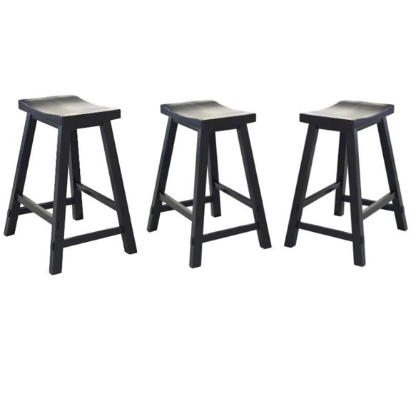 Home Square 3-Piece Furniture Creations 24" Sawhorse Barstool Set in Black