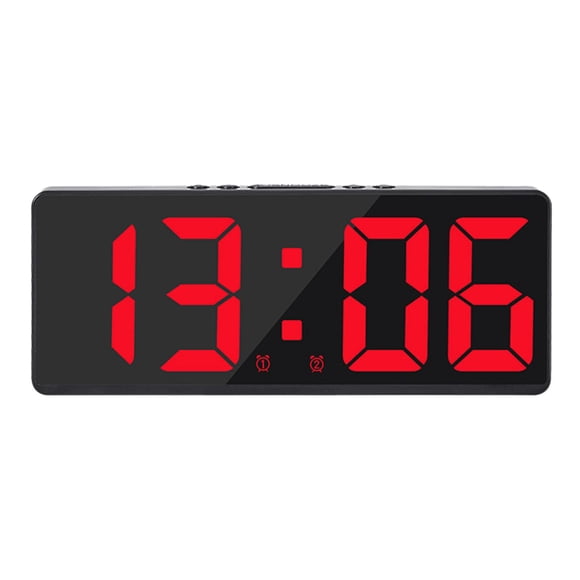 Reloj despertador electrónico USB con 2 alarmas y pantalla LED con función de repetición regulable para escritorio. Rojo
