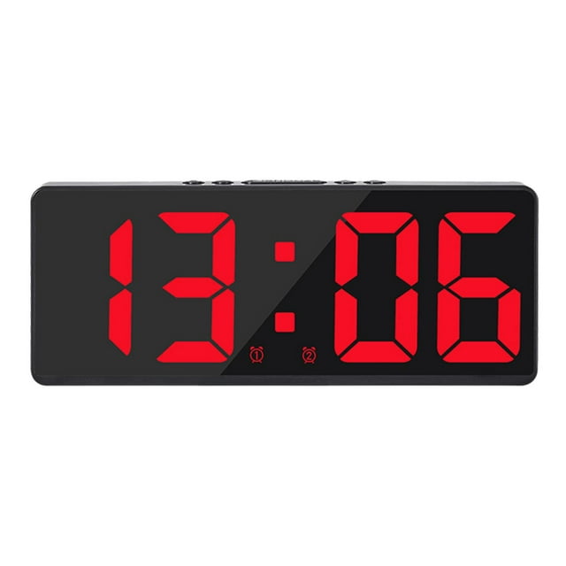 yuksok Digital Electronic Snooze USB Large Display Dimmer Calendar Red Red