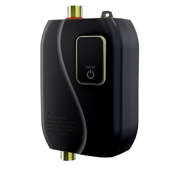 TFixol Instant 110V Electric Water Heater for Kitchen & Bathroom, Compact Design with Temperature Control, Stainless Steel, Black (US Plug)