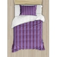 thumbnail image 1 of Geometric Duvet Cover Set Twin Size, Sausage Link Shapes Built-in Purple Colored Pinstripe Pattern, Decorative 2 Piece Bedding Set with 1 Pillow Sham, Maroon Violet, by Ambesonne, 1 of 3