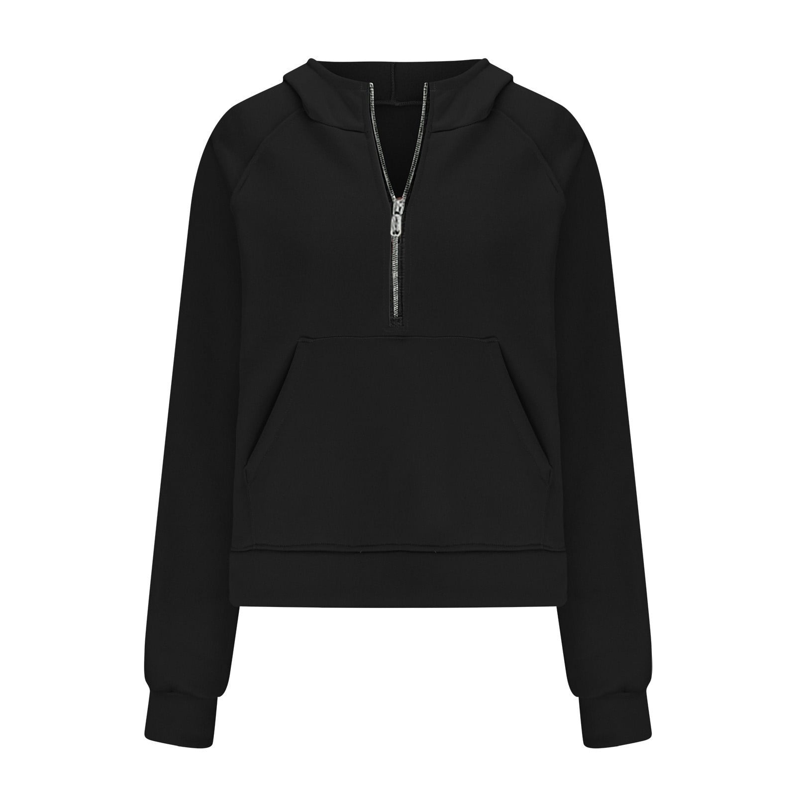 Dxzfnsa Womens Fall Winter Hoodies Women Fleece Half Zip Long Sleeve Pullover Sweatshirts Solid Color Pockets Cropped Sweatshirts Athletic Pullover Sweatshirts