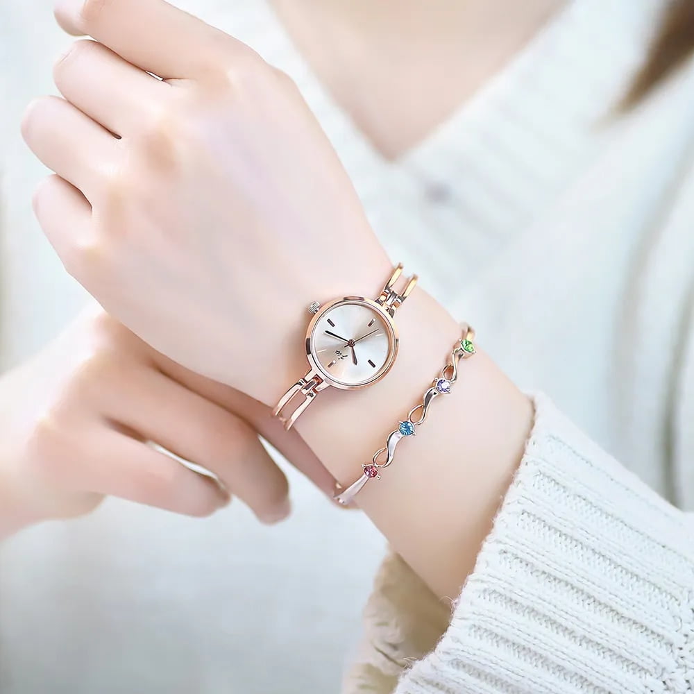 Fashion 25mm Silver Bracelet Watch for Women Luxury Alloy Strap Quartz Ladies Watch Clock Gift for Girls Rose Gold Dropshipping Rose Yellow 2 5