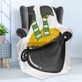 thumbnail image 4 of Leprechaun Soft Flannel Fleece Throw Blanket, Upside down Funny Elf Legs in a Pot Full of Coins, Cozy Plush for Indoor and Outdoor Use, 60" x 80", Grey Multicolor, by Ambesonne, 4 of 5