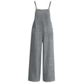 thumbnail image 5 of Sawvnm Jumpers for Women Casual Cold Shoulder Sleeveless Jumpsuit Solid Button Suspender Jumpsuits Wide Pocket Linen Ankle-length Leg Pant Jumpsuit, 5 of 7