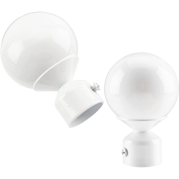 1 Bag 2Pcs Iron Round Curtain Rod Finials Screws Curtain Rods White 89x60mm