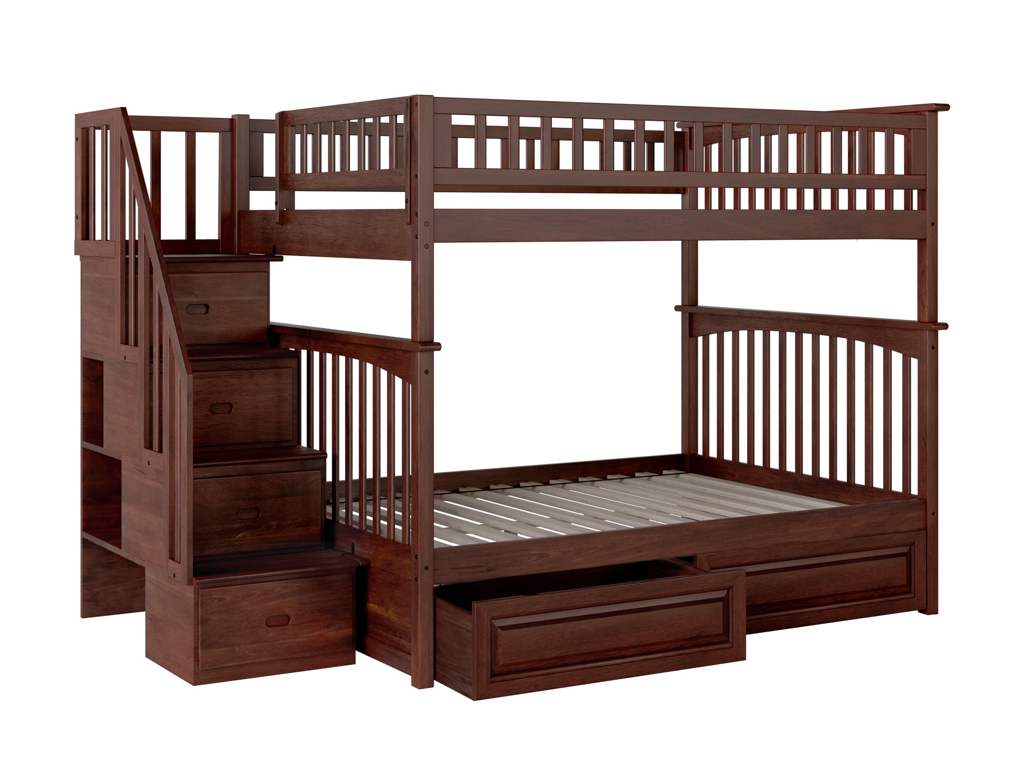 Columbia Staircase Bunk Bed Full over Full with 2 Raised Panel Bed