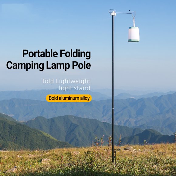 Telescopic Double Hooks Lamp Stand Aluminum Alloy Portable Folding Camping Lamp Pole Lamp Accessory