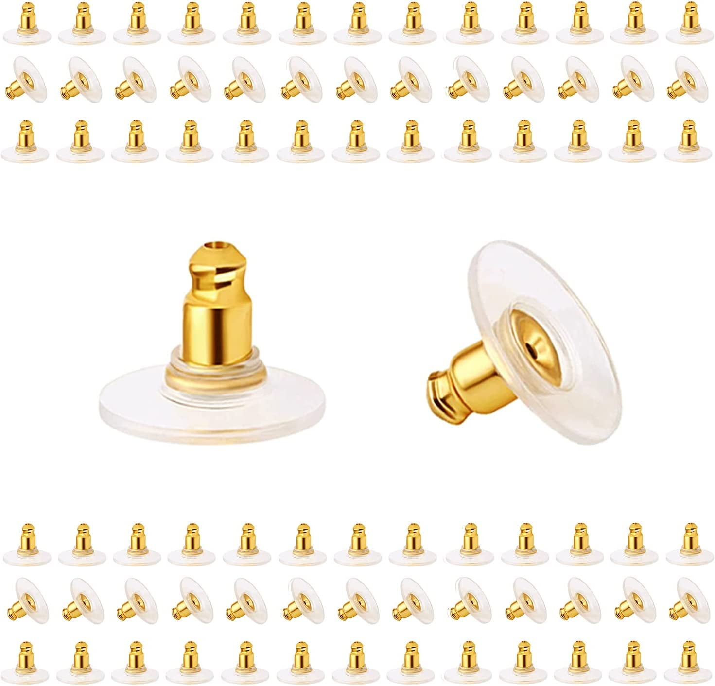 BEADNOVA Earring Backs Replacements Hypoallengeric Gold Plated Pierced  Earring Backing Stoppers Safety Bullet Clutch Earring Backs with Pad for  Posts