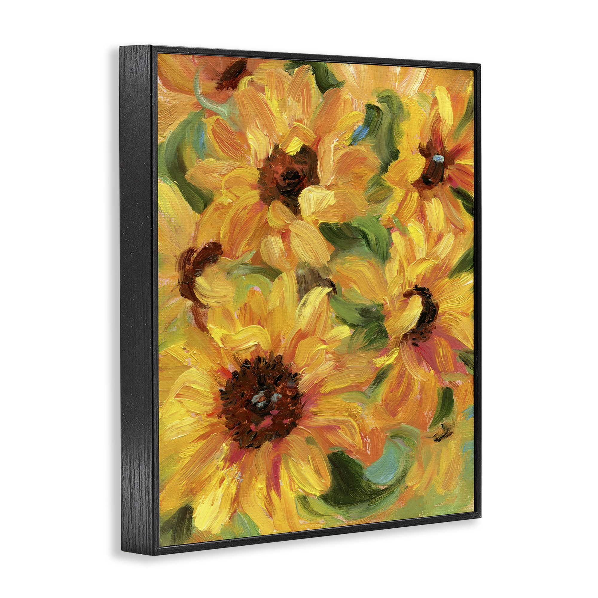 Stupell Industries Sunflower Bunches Pattern Botanical & Floral Painting Black Framed Art Print Wall Art, 16 x 20