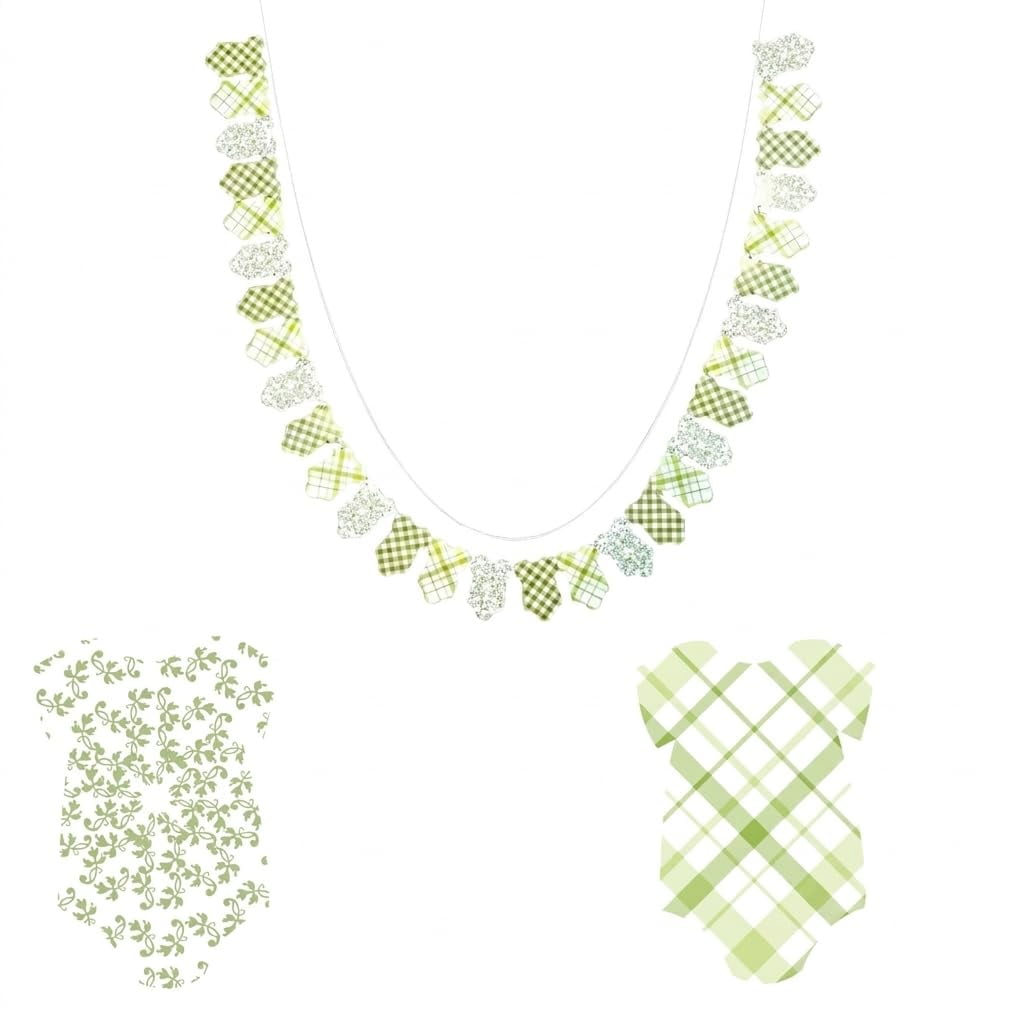 Green Baby Onesie Cutout Garland Banner for Baby Shower Decorations – Premium Paper Hanging Bunting for Gender Neutral Party Decor, Nursery Celebration, Welcome Baby Event Supplies