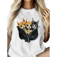 thumbnail image 2 of Women's T-Shirt Zipper Cat Cute Pet Focus Short Sleeve Casual Tee Classic Crew Neck T Shirt for Women White, 2XL, 2 of 7