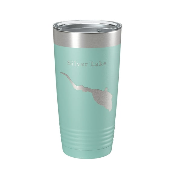 Silver Lake Map Tumbler Travel Mug Insulated Laser Engraved Coffee Cup Delaware 20 oz Teal
