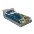 thumbnail image 2 of Ambesonne Landscape Fitted Sheet & Pillow Sham Set, Natural View Austria, Twin, Green Blue White, 2 of 2
