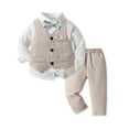 thumbnail image 2 of Karoyedx Toddler Suit for Boys Baby Boys Formal Wedding Outfits Toddler Gentleman Bowtie Vest Guest Suits Dress Shirt Pants Set Khaki Size,12-18 Months, 2 of 4