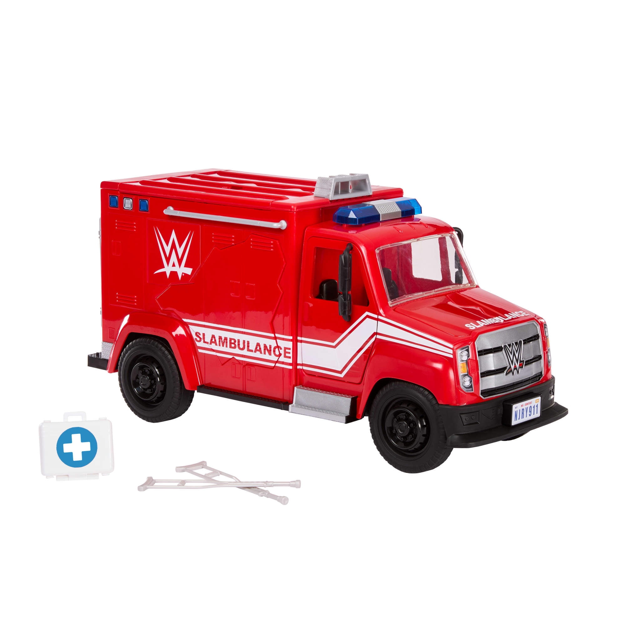 WWE Slambulance Vehicle with Brawling, Bashing & Smashing Action includes Crutches and Medical Case