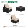 thumbnail image 2 of LazySunsets 6 Pieces Outdoor Wicker Patio Furniture Set, 8 Inch Widened Armrest Rattan Sectional Conversation Sofa with Beige Cushions & Glass Coffee Table, All Weather Backyard Garden Patio Set, 2 of 7