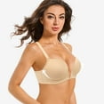 thumbnail image 5 of Yandw Women'S Deep V Plunge Padded Push Up Convertible Bra With Clear Straps Low Cut Underwire Bra, Beige 34C, 5 of 7