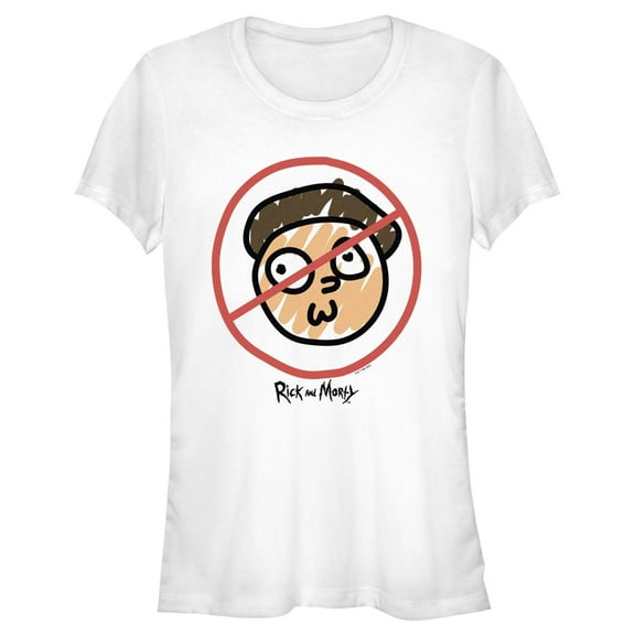 Junior's Rick And Morty No Crossing Morty Doodle  Graphic Tee White 2X Large