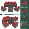 thumbnail image 4 of Gotland Outdoor Patio Furniture Set with 43" Propane Fire Pit Table, 7 Pieces Outdoor Furniture Patio Sectional Sofa Conversation Sets(red）, 4 of 5