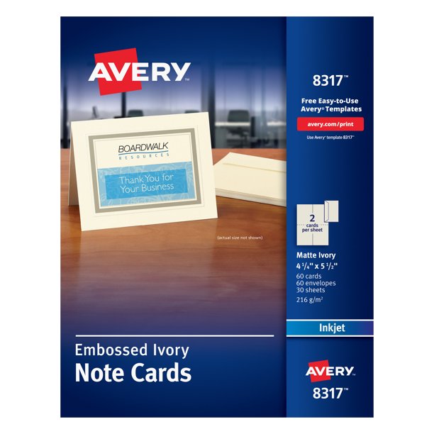 Avery Note Cards, Matte Ivory, TwoSided Printing, 41/4" x 51/2", 60