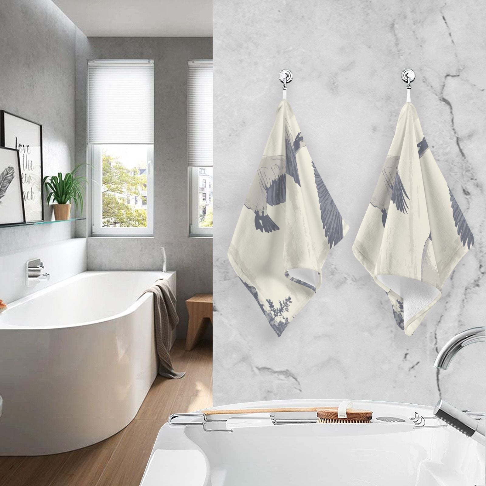Flying Geese Hand Towels Cotton Bath Towels Large Face Towels Absorbent for Bathroom 2 Packs