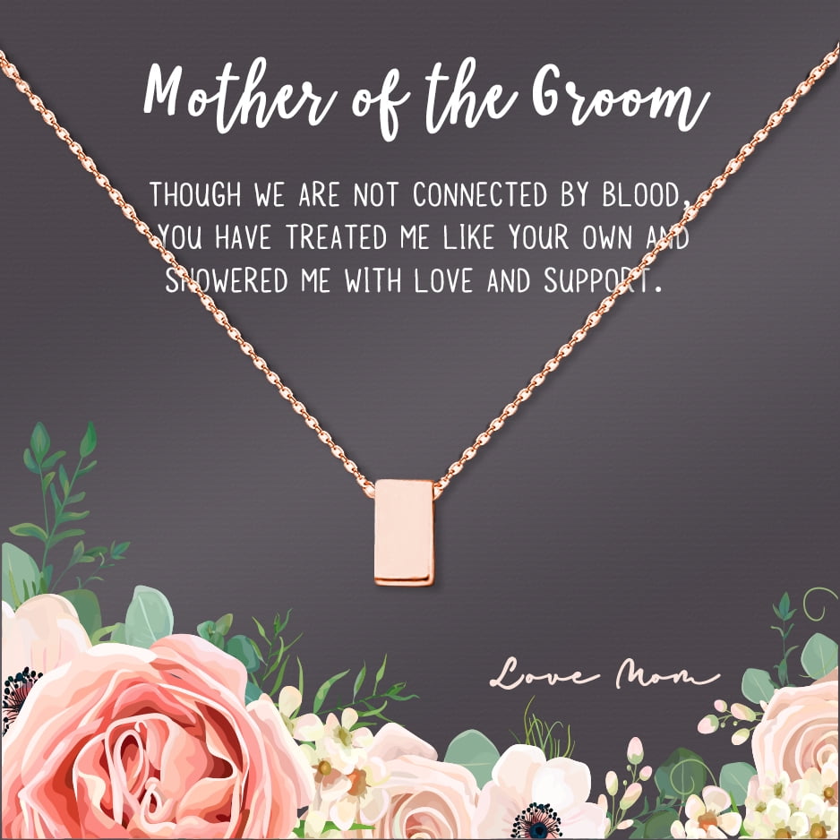 Rose Gold Mother's Day Necklace for Mom, Mother of the Groom Gift, Wedding Day Gift, Wedding Gift for Mother of the Groom, Necklace and Card Jewelry Gift Box [Rose Gold, No-Personalized Card]