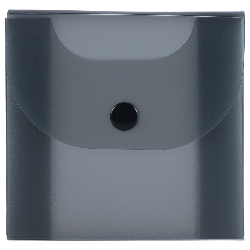 JAM Paper & Envelope Business Card Holder Case with Expansion, 4 1/8' x 4', Smoke Gray