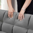 thumbnail image 5 of FFH 65" Convertible Futon Sofa Bed, Pull Out Sofa Bed with Adjustable Backrest, Velvet Loveseat Sleeper Sofa for Living Room, Dark Gray, 5 of 8