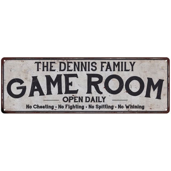 THE DENNIS FAMILY Game Room Country Metal 6x18 Sign 106180042475