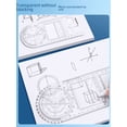 thumbnail image 2 of Regla de dibujo multifuncional para estudiantes de escuela primaria y secundaria, regla de figuras geométricas, regla parabólica elíptica, regla para medir ángulos, 2 of 2