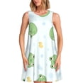 thumbnail image 1 of Balery Kawaii Frogs Vestidos de verano para mujer con estampado: vestido holgado sin mangas, vestido playero informal y cómodo para días calurosos., 1 of 7
