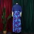 thumbnail image 5 of AURA Womens Abstract Print Denim Maxi Dress Long Sleeve High Waist Button Front Streetwear XL XXXL, 5 of 10