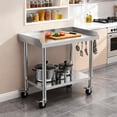 thumbnail image 6 of Lorelo 30x24 Inch 2-Tiers Stainless Steel Stand, Stainless Steel Equipment Grill Stand Table, Stainless Steel Table with 3-Sided Baffle & Detachable Wheels, for Hotel, Home, Commercial Restaurant, 6 of 6
